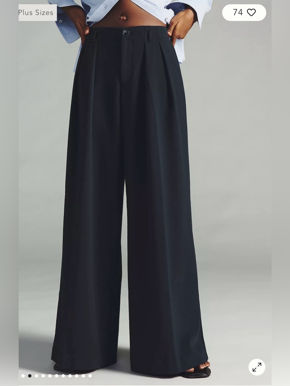 Anthropologie Maeve Pleated Trousers Black Wide-Leg High-Rise Trousers - Picture 9 of 13